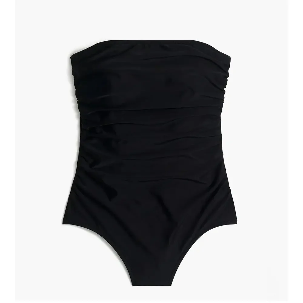 NWT J.Crew Factory Strapless One-Piece Swimsuit Black Size Small